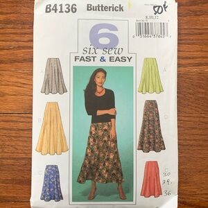 Butterick B4136 Maxi Skirt Sewing Pattern Size 8, 10, 12
